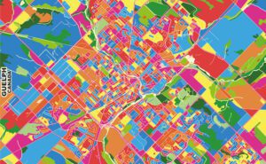 Guelph, Ontario, Canada, colorful vector map